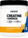 Nutricost Creatine + Aminos 30 Kalpo (Peach Mango Flavored) - 5,000mg Kreatīna monohidrāts + 5000mg Amino BCAA Blend Per Kalpot