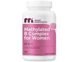 Micro Ingredients Metilēts B komplekss sievietēm, 240 Veģetārās kapsulas  - aktivēts B vitamīns ar metilfolātu, Metil- B12, DIM un inozitola kompleksu - 14-in-1 Bioaktīvā B vitamīna formula