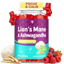 Organic Ashwagandha Gummies & Lions Mane Gummies with 4 Adaptogens| Brain Supplements for Memory and Focus, Stress, Energy, Immune, Sleep| Cortisol Supplements for Women & Men| Berry Flavor, 60 Counts