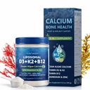 6-in-1 Liposomal Calcium, Vitamin D3 & K2, Plant Based Vegan Ca-lcium & Magnesium Zinc D3 + K2 MK7 + Methyl B12, Maximum Absorption for Bone,Heart&Immune Health