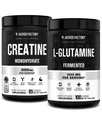 Jacked Factory Kreatīna monohidrāts Pulveris 425g, 85 SV & L-glutamīns Papildinājums 500g, 100 SV - Nav Neuzliesmojoši Fileri