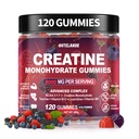 Kreatīnmonohidrāts Gumijas 8000 mg vīriešiem un sievietēm, kreatīns Papildinājums Uzlabota muskuļu augšanu, Enerģijas Boost - ar L-Taurīna, bez cukura, vegana, aveņu BlackBerry Blueberry Flavor-120 Count