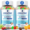 Kreatīna Gumijas vīriešiem un sievietēm - Kreatīna monohidrāts Gumijas 5g, Muskuļu celtnieks, Enerģijas Boost & Pirms-Workout Papildinājums, Zems cukura Taurīns Košļājamā gumijas 2 iepakojums