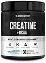 Jacked Factory Kreatīns + BCAAs - kreatīnmonohidrāts + BCAA pulveris palielinātai pēcdarbs reģenerācijai, veiktspēju, Lean muskuļu augšanu, & Pazemināts nogurums - 30 Kalpo, Zils Avenes