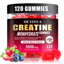 Kreatīnmonohidrāts Gumijas 5000mg vīriešiem un sievietēm - bez cukura pirms-darbs papildinājums, košļājamās vielas muskuļu spēku, muskuļu celtnieks, enerģijas Boost, Jauktas ogu Flavor, 120 Skaits