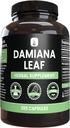 PURA ORIĢINĀLIE SASTĀVDAĻI Damiana Leaf (365 kapsulas) Nē Magnija vai rīsu pildījumi, vienmēr tīri