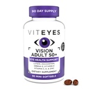 Viteyes Vision for Ages 50 Plus for Eye Health, Vision Support, Aging Eyes, Lutein, Zeaxanthin, Omega-3, Cinka, C vitamīns, D vitamīns, E vitamīns, acu ārsts uzticas, ražots ASV, 90 Ct