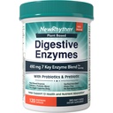 NewRhythm Gremošanas enzīmi 490 mg ar probiotikām un prebiotikām, augu bāzes, 7 galvenie enzīmi, gremošanas, barības vielu absorbcija, proteāzes amilāze un lipāze, 120 Vegan kapsulas