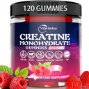 Kreatīnmonohidrāts Gumijas 5000 mg vīriešiem un sievietēm, Organic Pure Creatine Gummies, bez cukura, vegana, ne-GMO, aveņu uzlējums, 120 grāvis