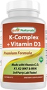 Labākie dabas K-Complex ar K1 (Phytonadion 1500 μg + K2 kā Menahinons 100 μg + K2 kā MK-4 1000 μg) + D3 + VIT. C - 90 tabletes - ražotas ASV