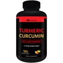 ML Naturals Organic Turmeric Curcumin – 1 800mg, Saknes ekstrakts 300mg - 120mg Organic Ginger & 15mg Melnais Pipars (Per Serving) - 180 Dārzeņu kapsulas - ne-GMO
