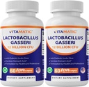 Vitamatic Lactobacillus Gasseri - 12 miljardi uz DR Kapsulas - 60 Grāfs - Gremošanas atbalsts - Izgatavots no Prebiotic Inulin Fiber- 2 iepakojuma