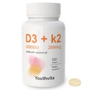 d3 k2 vitamīns 10000 iu, 180 Kokosriekstu eļļa Softgels 2 in 1 Vitamīnu papildinājums D3 10000 SV & K2 (MK7) 200 μg, viegli norīt, atbalsta kalcija uzsūkšanos, kaulu imūno sistēmu un sirds veselību