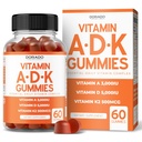 ADK Gummies vitamīns D3 K2 (60 bez cukura Gumies) vitamīns D3 K2 10000iu/ 5000iu - Papildinājums ar D & K - 10 Vegan Papildinājums - Garšīgs Aveņu Flavor - ne ĢMO & ASV Made - 60 Count