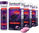 Sambucol melnās plūškoka tabletes ar C vitamīnu un cinku – Imūnsupporta tabletes, melnā plūškoka ar cinku un C vitamīna putojošās tabletes, augsti antioksidanti, dzēriens Fizzies - 15 tabletes