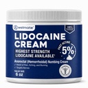 WELMATE 5% Lidocaine Cream for Hemorrhoids, 6 oz Jar – Fast-Acting Lidocaine Numbing Cream & Topical Analgesic Cream for Anorectal Itch Relief