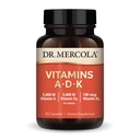 Dr. Mercola Vitamīni ADK, 30 Kalpojumi (30 kapsulas), uztura papildinājums, 5000 SV A vitamīns un D3 vitamīns, 180 μg K2 vitamīns, atbalsta imūno veselību, ne ĢMO