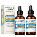 Vitamin B12 Complex Liquid Drops, Sublingual B Complex with B12, B6, B1, Niacin & Folic Acid for Metabolic Health & Energy Support, Vegan | Non-GMO | Gluten Free, 60ml/2 fl oz, 60 Servings (2p)