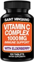 Vitamīns C 1000mg ar plūškoka piedevu - dubulta standarta deva ar 14 īpaši formulētām sastāvdaļām - 100 kapsulas / 3 mēnešu piegādes