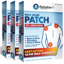 Reliable-1 Laboratories Fast Acting 4% Lidocaine Pain Relief Patches (Maximum Strength, 12 Hours of Relief) Temporary Pain Relief for Back, Neck Shoulders, Knees & Elbows - 3 Pack, 6 Patches Each