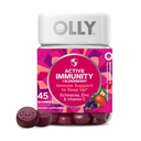 OLLY Active Immunity Gummy, Immune Support Supplement,* Elderberry, Zinc, Vitamin C, Berry Flavored, 15 Day Supply - 45 Count (Pack of 12)