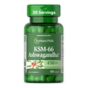 Puritan Pride KSM-66 Ashwagandha® 450mg, ļoti koncentrēts uztura papildinājums stresa atvieglošanai, garastāvokļa uzlabošanai un atmiņas atbalstam, 1 mēnesis Supply, 60 kapsulas