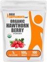 BulkSupplements.com Organic Hawthorn Berry Powder - augu papildinājums, Hawthorn Berry Organic - Vegan & Gluten Free, 1g per Serving, 100g (3.5 oz) (iepakojums no 1)