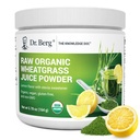 Dr. Berg USDA Certified Organic Green Powder Superfood (60 Servējumi) - Izgatavots no neapstrādātas kviešuzāles, hlorofila, traces minerāliem un dabīgiem enzīmiem - ne-GMO Green Superfood Powder - Citron Flavor