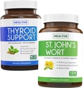 Sv. asinszāles un vairogdziedzera Bundle atbalsts - garastāvokļa Boost & Balance Bundle - asinszāles (Non-GMO) ar spēcīgu 900mcg Hipericīna ekstrakts un vairogdziedzera atbalsts ar jodu enerģijas uzlabošanai