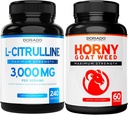L Citrulīns (240 Capsules) L Arginīns un slāpekļa oksīds izturībai, izturībai un veiktspējai attiecībā uz darbmūžu un kazlēnu nezāli (60 kapsulas) Premium Hornygoatweed & Icariin Epimedium - Vegan & USA Made