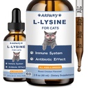 L-lizīna papildinājums kaķiem - Imūnsupports - 60ML Lizīns kaķu respiratorai, šķaudīšanai, rūndeguna, acu funkcija - Dabiskie kaķu antibiotiskie pilieni - grauzēju cāļi Flavor