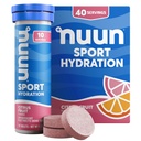 Nuun Sport Elektrolītu tabletes ar magniju, kalciju, kāliju, hlorīdu un nātriju, bez glutēna un vegānu, citrusaugļus, 4 iepakojumi (40 Kalpo kopā)