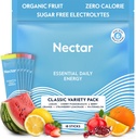 Nectāra enerģijas pastiprinātājs - Organic kofeīns, B12 & Elektrolīti - bez cukura un nulle Calorie – Veselīga kafija, enerģijas dzēriens un soda alternatīva – hidratācija un enerģijas papildinājums (Varieta 18 pulvera paketes)