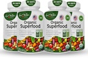 Organic Superfood Greens Fruits and Veggies Complex - Labākais uztura bagātinātājs ar 14 Zaļajiem un 14 Augļi un dārzeņi ar Alfalfa un antioksidants Organiskās sastāvdaļas Ne-GMO 240 Kapsulas