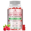 2 Packs 2000mg Liposomal Citicoline CDP Choline Gummies, Brain Supplement | With Phosphatidylcholine, Lion's Mane Mushroom, Omega-3, Folate, B6 & B12, Support Brain*, Memory & Focus for Adults & Kids