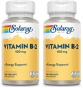 SOLARAY Vitamin B-2 Riboflavin 100 mg with Aloe Vera | Healthy Energy Metabolism, Skin, Hair & Nails | 100 CT (Pack of 2)