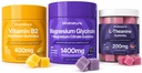 kindnature Nervous System Support Stack - B2 Riboflavin 400mg + 2-in-1 Magnesium Glycinate & Citrate + L-Theanine 200mg | Nervous System Support Stack | 3-Bottle Set
