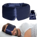 100% Natural Silk Eye Mask for Women Men, Soft Pressureless Cooling Blackout Eye Covers for Sleeping, Large Size Sleep Mask fits All Heads Adjustable, 1PC, Navy Blue