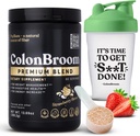 ColonBroom Premium Psyllium Husk pulveris (Zemenes, 60 Kalpojumi) + Sakratīt Pudele kolonnu līgavainis Pulveris Dzēriens Bundle - Kolu tīrīt par Bloating Reljef & Gut Health - Fiber pulvera papildinājums