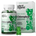 Wild & Organic Chlorophyll Gummies 50mg - Detox Cleanse Papildinājumi w/Sodium Vara hlorofilīns - Iekšējais dezodorants w/hlorofila pulveris - Vegan, Non-GMO - 60 Herbal Chews