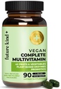 Nākotnes Kind Vegan Multivitamīni Pilnīgi - 42- in-1 Vegan Multivitamīni sievietēm un vīriešiem ar enzīmiem, B12, Cinka, un Probiotikas Gremošanas (90 tabs pārstrādātā pudelē)