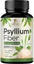 Psyllium Husk pulveris Kapsulas 2000mg, Dabīgs Daily Soluble & Nešķīstošas Fiber Pills, Psyllium Husk Fiber papildinājums Atbalsta Gremošanas Colon Veselība & Regularitāte, Augu balstīta papildinājums - 120 Kapsulas