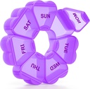 Liels nedēļas tabletes organizētājs, Pill Box 7 diena, KAPENS Daily Vitamīnu Case liela jauda Sastāvi, Pill konteineri zivju eļļas medicīnas bagātinātājiem, Purple