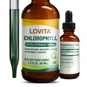 Lovita hlorofila šķidrie pilieni, augsta potence 120 mg/ml, 7200 mg uz pudeli, dabīgās enerģijas revakcinācija un imūnsupports, iekšējais dezodorants, ādas veselība, vegans un ne-GMO, piparmētra Flavor, 60 Servos 2 Oz