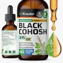 BIO KRAUTER Black Cohosh Saknes Tincture - Vegan Black Cohosh papildinājumi Sieviešu atbalsts - Alkohols un bez cukura - 2 Fl.Oz.