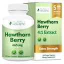 Purely Holistic Hawthorn Berry - 150 Vegan Kapsulas - 5 Mēnešu Piedāvājums - Augsta Stiprums 4:1 Ekstrakts - Ne-GMO Hawthorne Papildinājums - Atbalsta Sirds un asinsvadu un gremošanas veselību