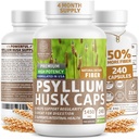 N1N Premium Psyllium Husk kapsulas [All Natural,1450 MG] Spēcīgs šķīdināmās šķiedras papildinājums, lai atbalstītu regulārību un gremošanas veselību, 240 Caps