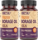DEVA Vegan Vitamīni, Borage Oil 500mg, Omega-6 Taukskābes GLA avots (Gamma linolēnskābe), Auksti presētas un nerafinētas 90 tabletes (2. iepakojums)