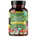 Augu.O Organic Super Greens [Augļu un vegu papildinājums] Augsta Absorbcija Antioksidanti no zaļā pulvera ar Alfalfa, Bišu saknes, Tart Ķiršu Imūnsupporta, Gut Health, Enerģija, 60 Veggie tabletes