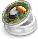 Pill Box-3 iecirknis Mazs Pill Kaste Purse & Pocket Mini Metāla Pill Turētājs Travel Pill Konteiners turēt papildinājumus Vitamīni BPA-free (Toucan)